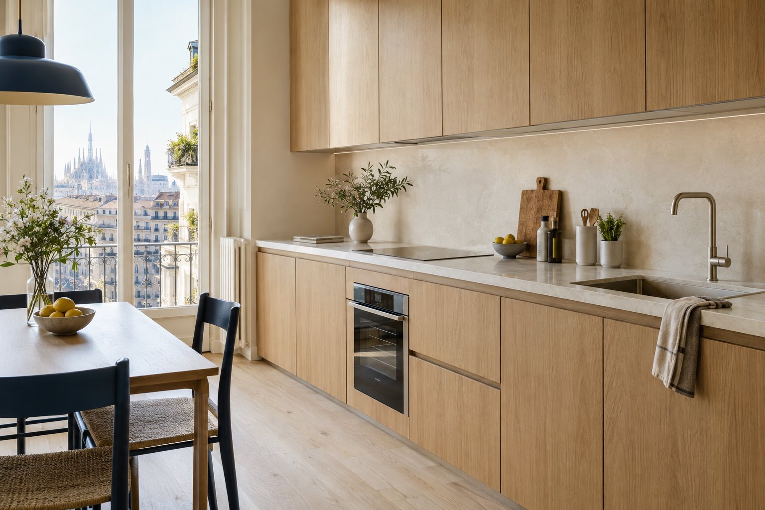 Cucina rinnovata in un appartamento milanese, immagine illustrativa